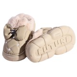 Papuci de dama imblaniti, cu talpa EVA groasa si fundita decorativa, potriviti pentru interior si exterior, Bej, marimea 38-39