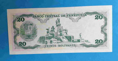 Bancnota veche Venezuela 20 Bolivares 1992 UNC foto