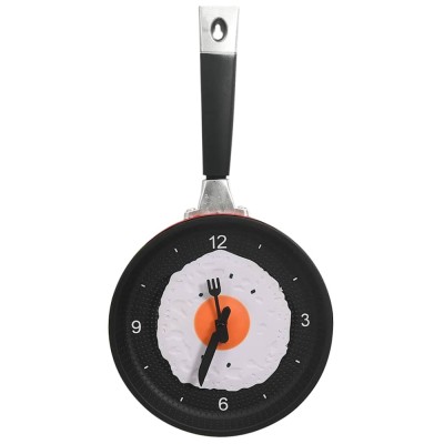Ceas de perete cu design tigaie cu ou prajit, 18,8 cm foto