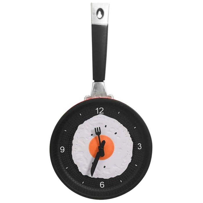 Ceas de perete cu design tigaie cu ou prajit, 18,8 cm