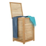 Cos de rufe bambus lacuit natur si textil bej Basket 40x40x58 cm