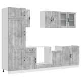 Cumpara ieftin Set dulapuri de bucatarie 8 piese &bdquo;Lucca&rdquo; gri beton Lemn