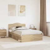 Cumpara ieftin Cadru de pat cu headboard Sonoma 120 x 200 cm Lemn de pin masiv