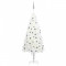 Set brad de Crăciun artificial cu LED-uri/globuri, alb, 180 cm