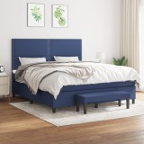 VidaXL Pat box spring cu saltea, albastru, 180x200 cm, material textil