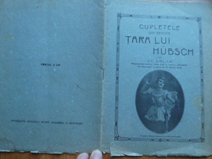 I. C. Aslan, Cupletele din revista Tara lui Hubsch, Teatrul Trianon, 1919