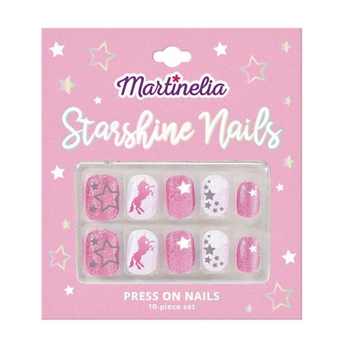 Set 10 unghii false Starshine Nails, cu adeziv Press-On, pentru fetite, Martinelia