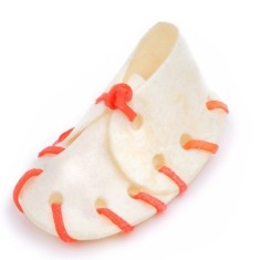 Papuc din piele naturala alba lungime 12 cm