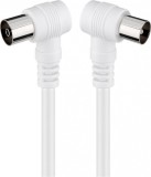 Cablu prelungitor antena coaxial unghi 90 grade 1.5m T-M Alb, Goobay 11520