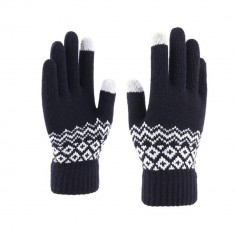 Manusi touchscreen dama din lana Techsuit Knitting ST0003 Negru