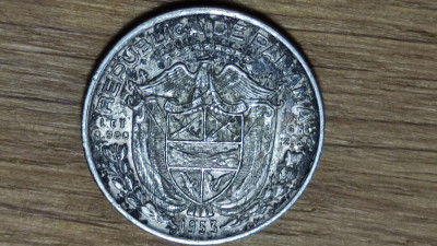 Panama - argint 0.900 raritate - 1/10 / decimo balboa 1953 AU/UNC - aniversara ! foto