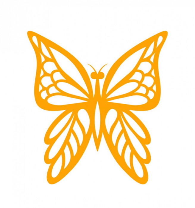 Sticker decorativ Fluture, Portocaliu, 60 cm, 1156ST-2