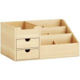 HOMCOM Organizator Birou cu 2 Sertare și 7 Compartimente din Bambus 33x20.5x15.5 cm | Aosom Romania