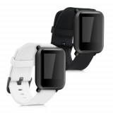 Set 2 Curele pentru Xiaomi Amazfit Bip S/Amazfit Bip S Lite, Kwmobile, Silicon, Negru/Alb, 53859.03