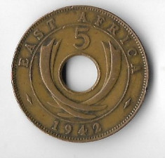 Moneda 5 cents 1942 - East Africa foto