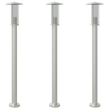 Lampi exterioare de podea 3 buc argintiu 100 cm otel inoxidabil