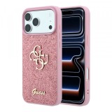 Husa pentru Apple iPhone 18 Pro / 17 Pro, Guess, Fixed Glitter Big 4G, Roz
