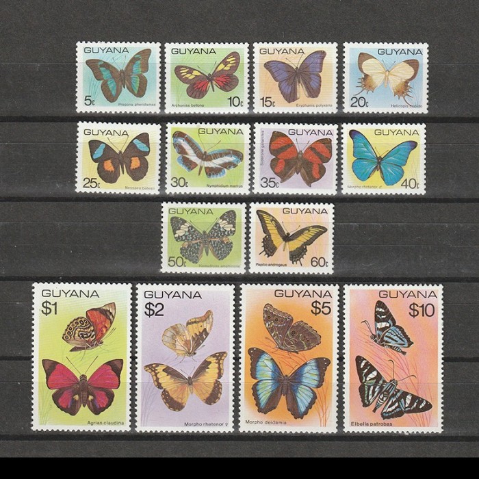 Fluturi Yv. 523-533 (Yvert) Guyana 1978