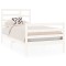 Cadru de pat mic single, alb, 75x190 cm, lemn masiv