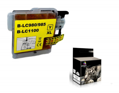 Cartus de imprimante inkjet pentru Brother , LC980Y / LC985Y / LC1100Y , Galben , 12 ml , Smart Print foto