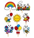 Set 8 Toppere Model Bobiță și Buburuză pentru Tort, Carton Foliat