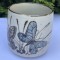 PAHAR, ceramica smaltuita, STUDIO scandinav, vegetatie cu fluturi, anii 80