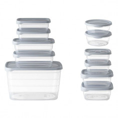 Set 11 caserole cu capac,marimi si forme diferite,plastic,transparent