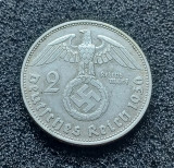 moneda argint ultra RARA 1936 Germania 2 marci Reichs Mark D