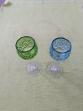 2 pahare vintage din cristal colorat stil Romer/Boemia