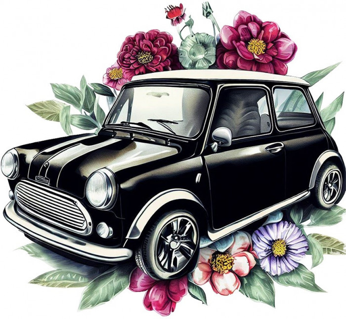 Sticker decorativ Mini Cars, Negru, 65 cm, 7736ST