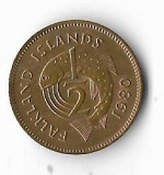 Moneda 1/2 penny 1980 - Falkland, Europa, Cupru (arama)