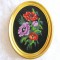 TABLOU GOBLEN CU FLORI DE MAC IN RAMA LEMN AURIT 23.5 CM