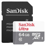 SanDisk - Memory Card (SDSQUNR-064G-GN3MA) - with Adapter, MicroSDXC, 64GB, Class 10, 100MB/s, UHS-I U1 - White