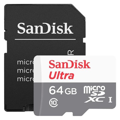 SanDisk - Memory Card (SDSQUNR-064G-GN3MA) - with Adapter, MicroSDXC, 64GB, Class 10, 100MB/s, UHS-I U1 - White foto