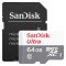 SanDisk - Memory Card (SDSQUNR-064G-GN3MA) - with Adapter, MicroSDXC, 64GB, Class 10, 100MB/s, UHS-I U1 - White
