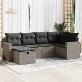 vidaXL Set mobilier grădină cu perne, 6 piese, gri, poliratan 3325386