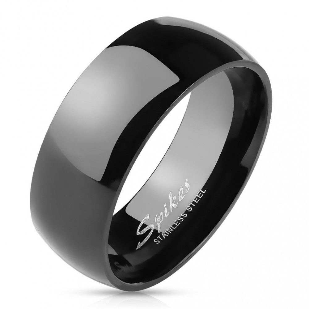 Verighetă din oțel de culoare neagră, suprafață lucioasă și netedă, 8 mm -  Marime inel: 67 | Okazii.ro