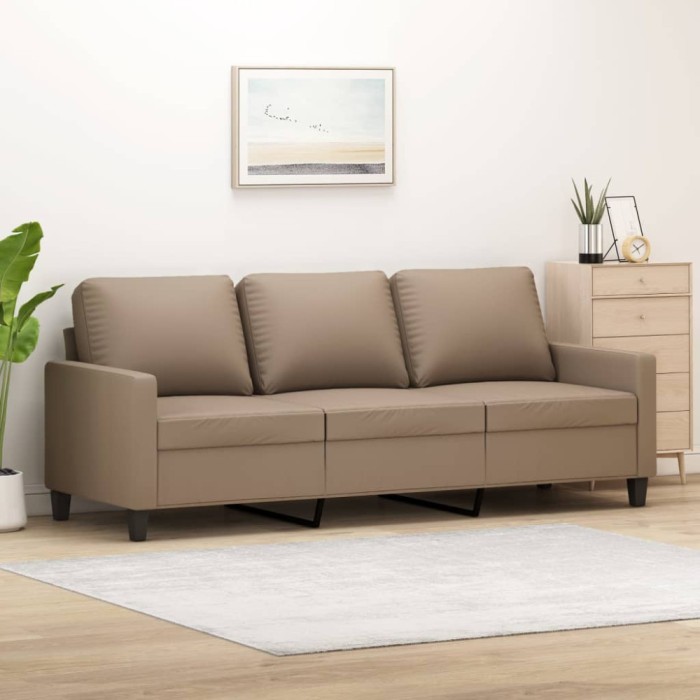 vidaXL Canapea cu 3 locuri, cappuccino, 180 cm, piele ecologică 359146