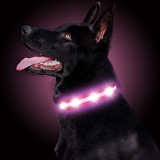 Zgarda pentru caine Gomyyard, LED, nailon, negru/roz, marimea XS