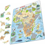 Puzzle - Harta Africii cu animale, 63 piese | Larsen