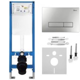 Set Cadru &Icirc;ngropat Slim 024N pentru WC cu Buton HD Satin