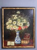 Tablou crizanteme, Natura statica, Ulei, Realism