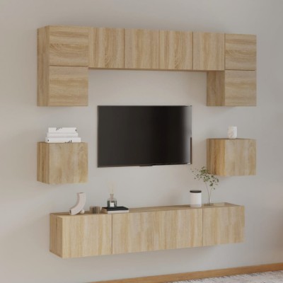 vidaXL Set dulap TV, 8 piese, stejar sonoma, lemn prelucrat foto