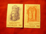 Serie Norvegia 1974 - 700 Ani Dinastia Magnus Lagabeter , 2 valori, Nestampilat