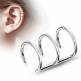 Piercing fals pentru ureche &ndash; inel triplu de culoare argintie