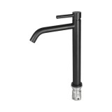 Cumpara ieftin Baterie lavoar Differnz, neagra mata, inalta, alama, monocomanda, montaj blat. Inaltime 306mm