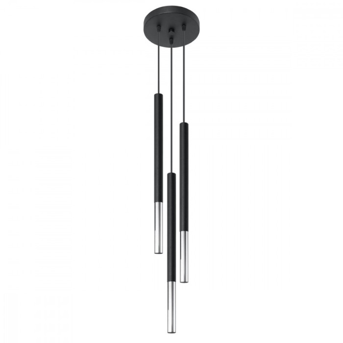 Lampă suspendată MOZAICA 3P negru/cromo, Sollux Lighting