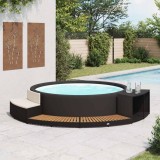 vidaXL Mobilier de &icirc;mprejmuire spa, negru, poliratan și lemn de acacia
