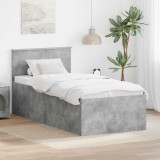 vidaXL Cadru de pat Gri din beton 90 x 190 cm Lemn compozit 3408616