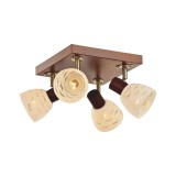 Plafoniera Rustica Klausen Rout PL4 4xE14 32x32x16cm, Alama Antichizata cu Abajururi Sticla Alba, Lustra Eleganta pentru Living, Dormitor sau Dining